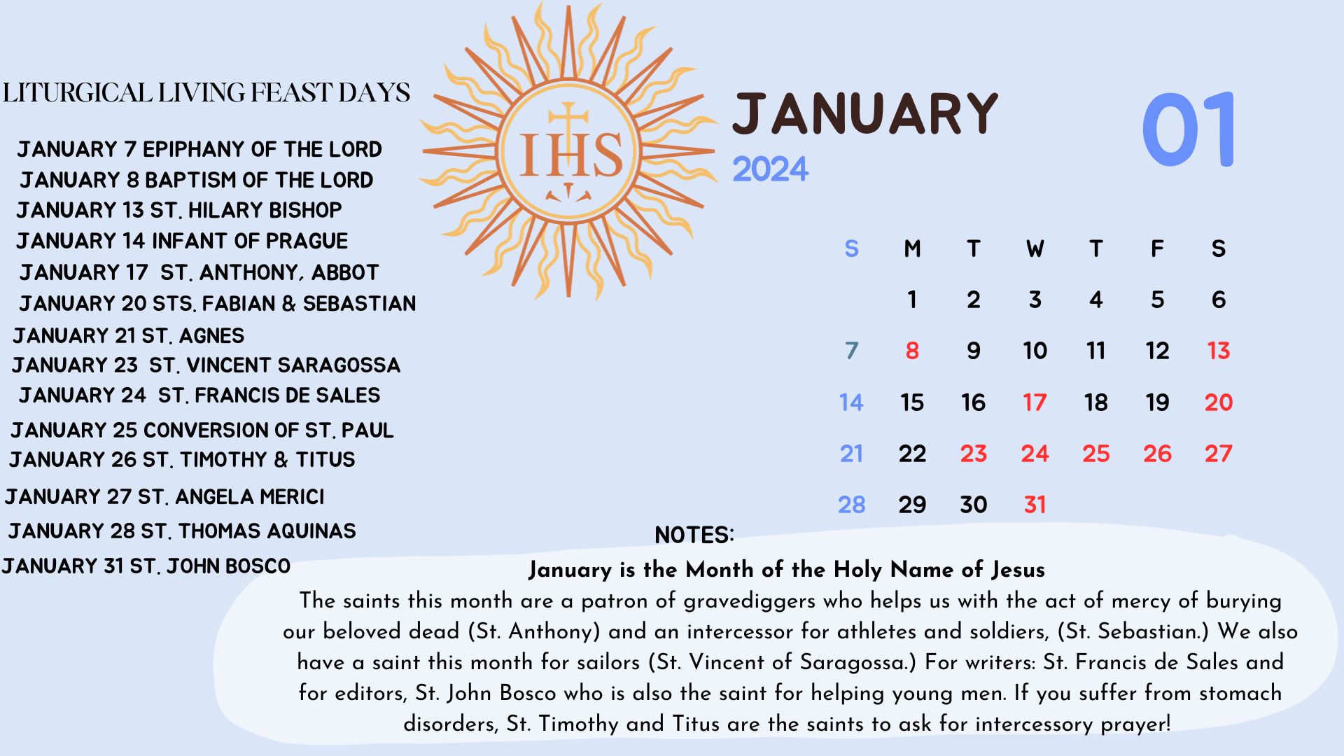 New! Liturgical Living Calendar! CCJC